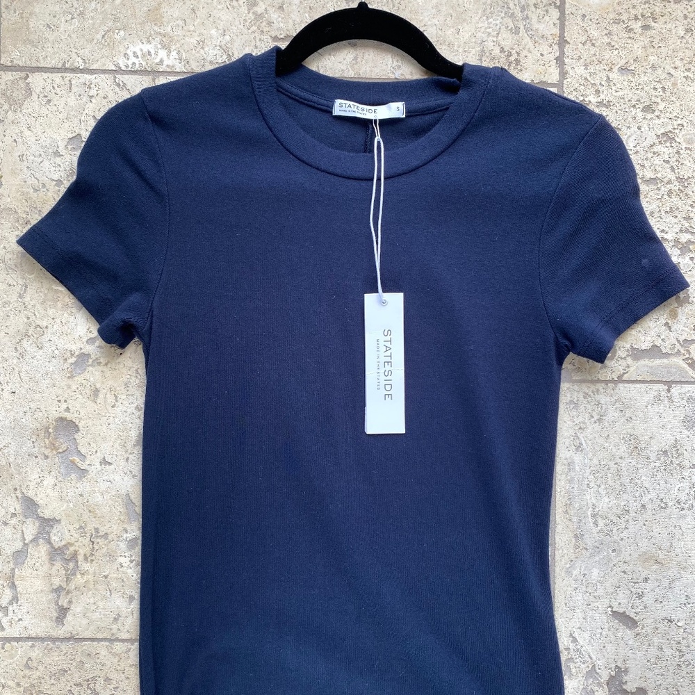Stateside Navy Blue Full Length T shirt Dress